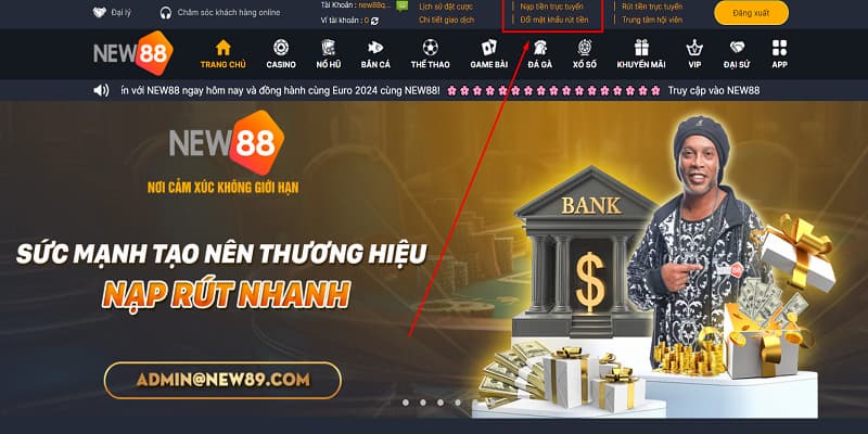 Nạp Tiền New88 5 Click chọn nạp tiền trực tuyến